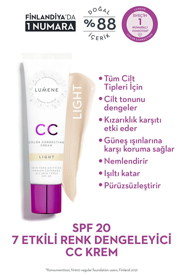 Lumene 7 Etkili Renk Dengeleyici CC Krem SPF20 Orta (Medium) 30 ml