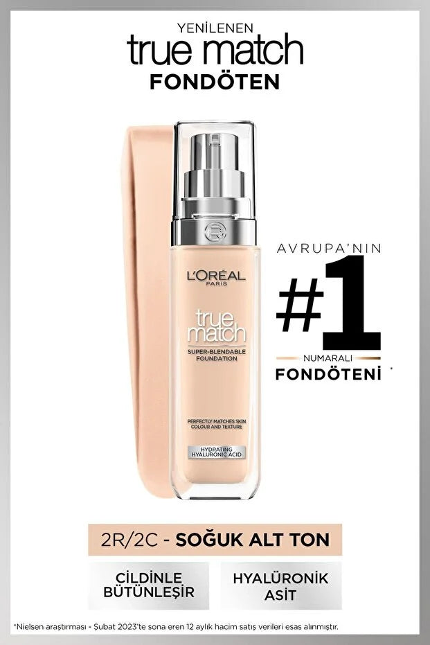 Loreal Paris True Match Bakım Yapan Fondöten - 2C Soğuk Alt Ton