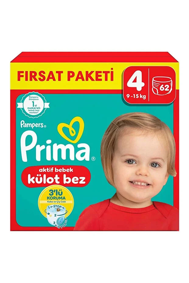Prima Külot Bebek Bezi 4 Beden 62 Adet Maxi Fırsat Paketi