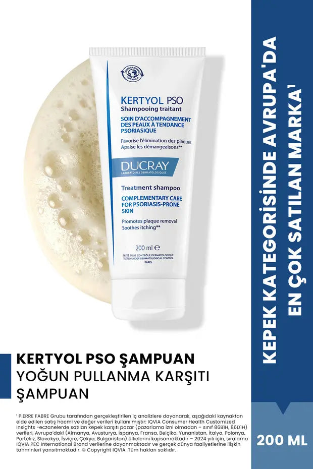 Ducray Kertyol PSO Yoğun Pullanma Karşıtı Şampuan Pullanmaya Eğilimli ve Hassas Saç Derisi İçin 200 ml