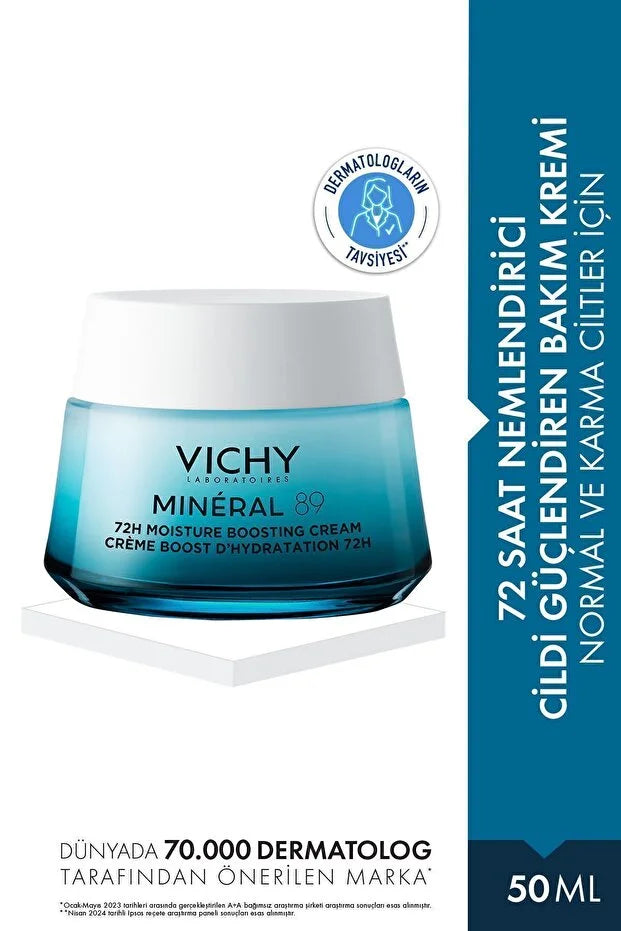 Vichy Mineral 89 Cildi Güçlendiren 72 Saat Nemlendirici Bakım Kremi Normal ve Karma Ciltler 50 ml