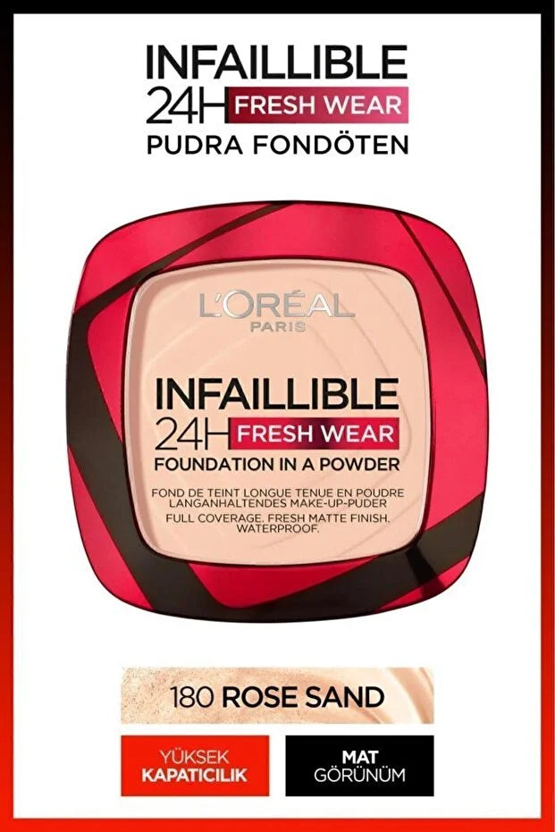Loreal Paris Infaillible 24h Fresh Wear Pudra Fondöten 180 Rose Sand