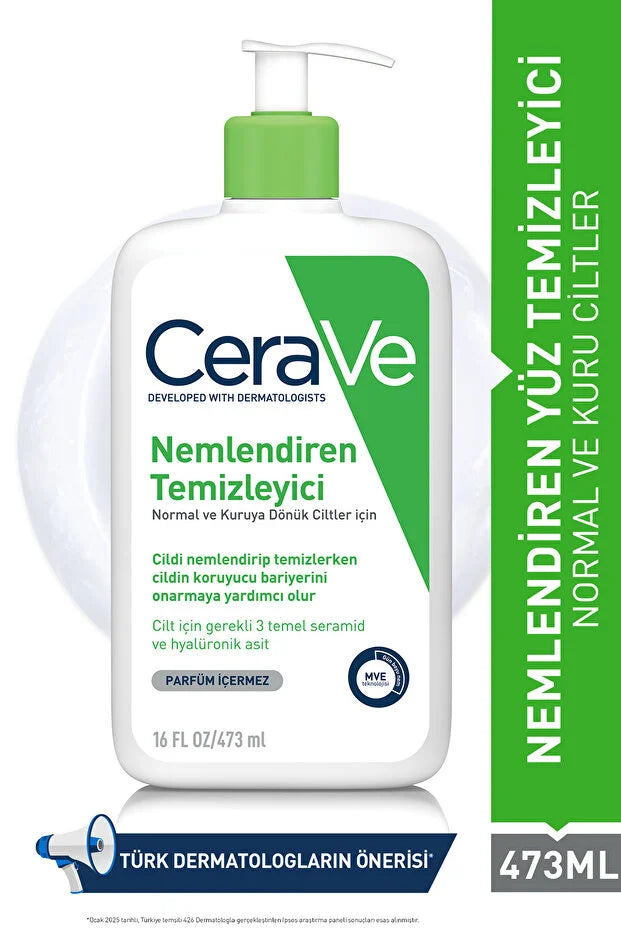 CeraVe Nemlendiren Temizleyici 473 ml (Normal ve Kuruya Dönük Ciltler İçin)