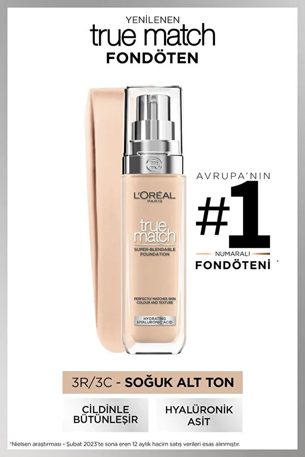 Loreal Paris True Match Bakım Yapan Fondöten - 3C Soğuk Alt Ton