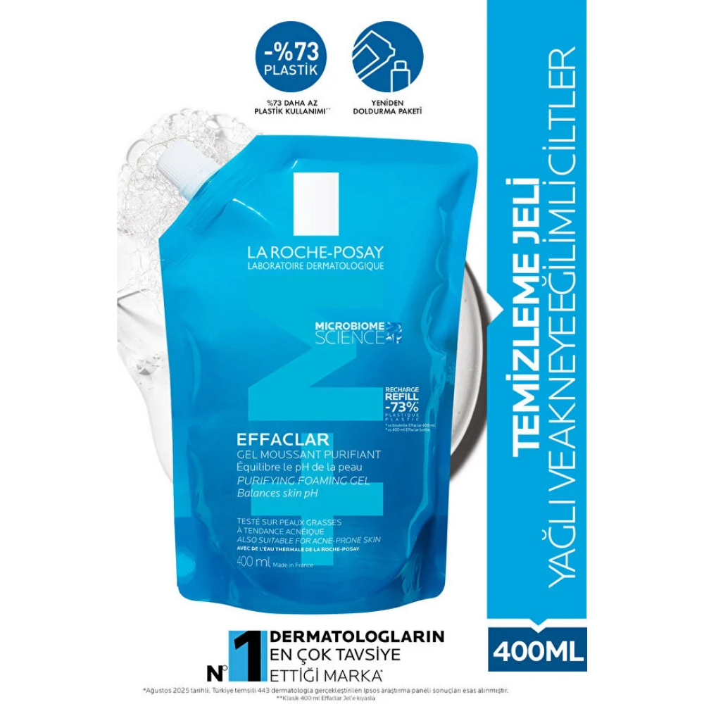 La Roche Posay Effaclar Yağlı ve Akneye Eğilimli Ciltler için Temizleme Jeli Yeniden Dolum Paketi - Refill 400 ml