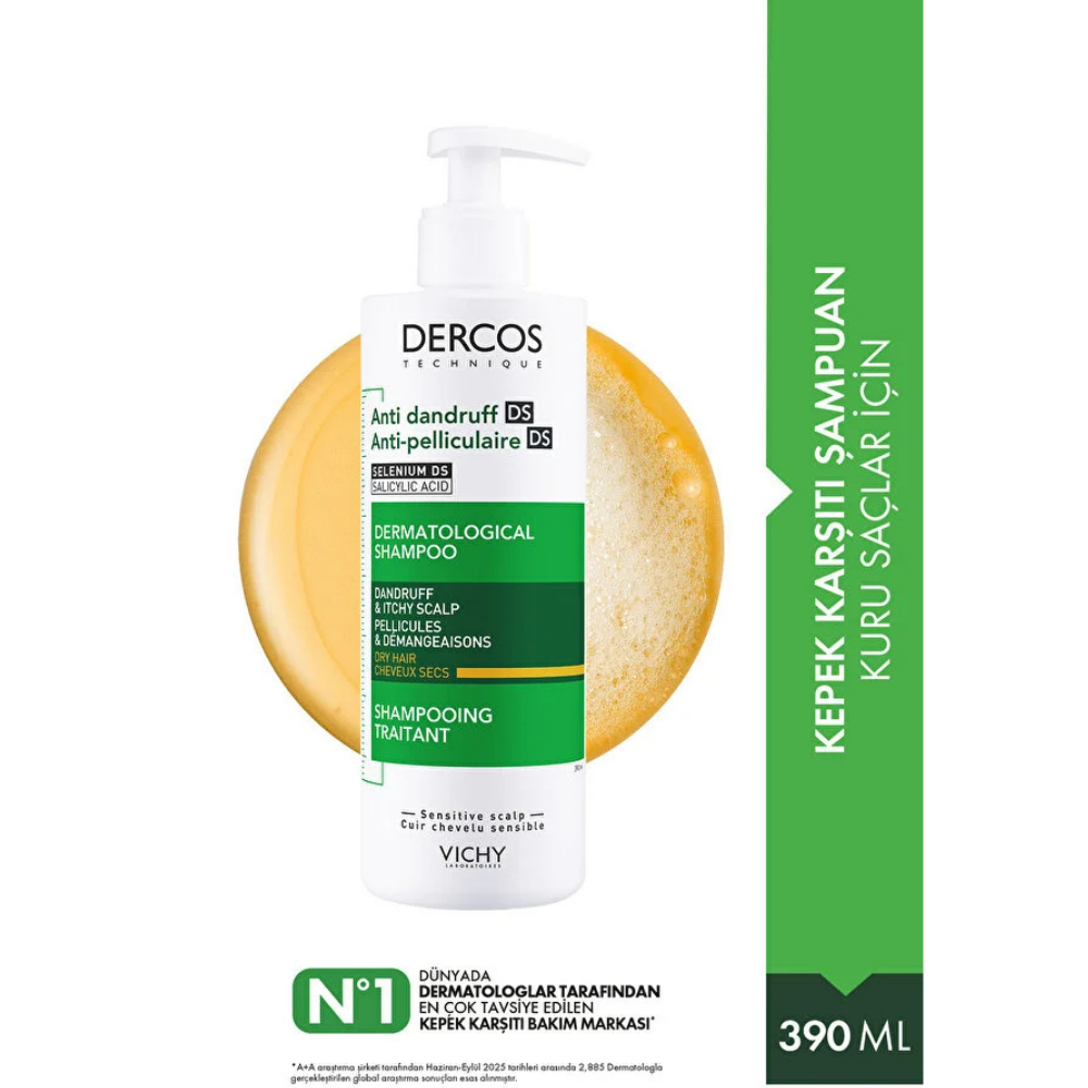 Vichy Dercos Anti Dandruff Kuru Saçlar için Kepek Karşıtı Şampuan 390 ml