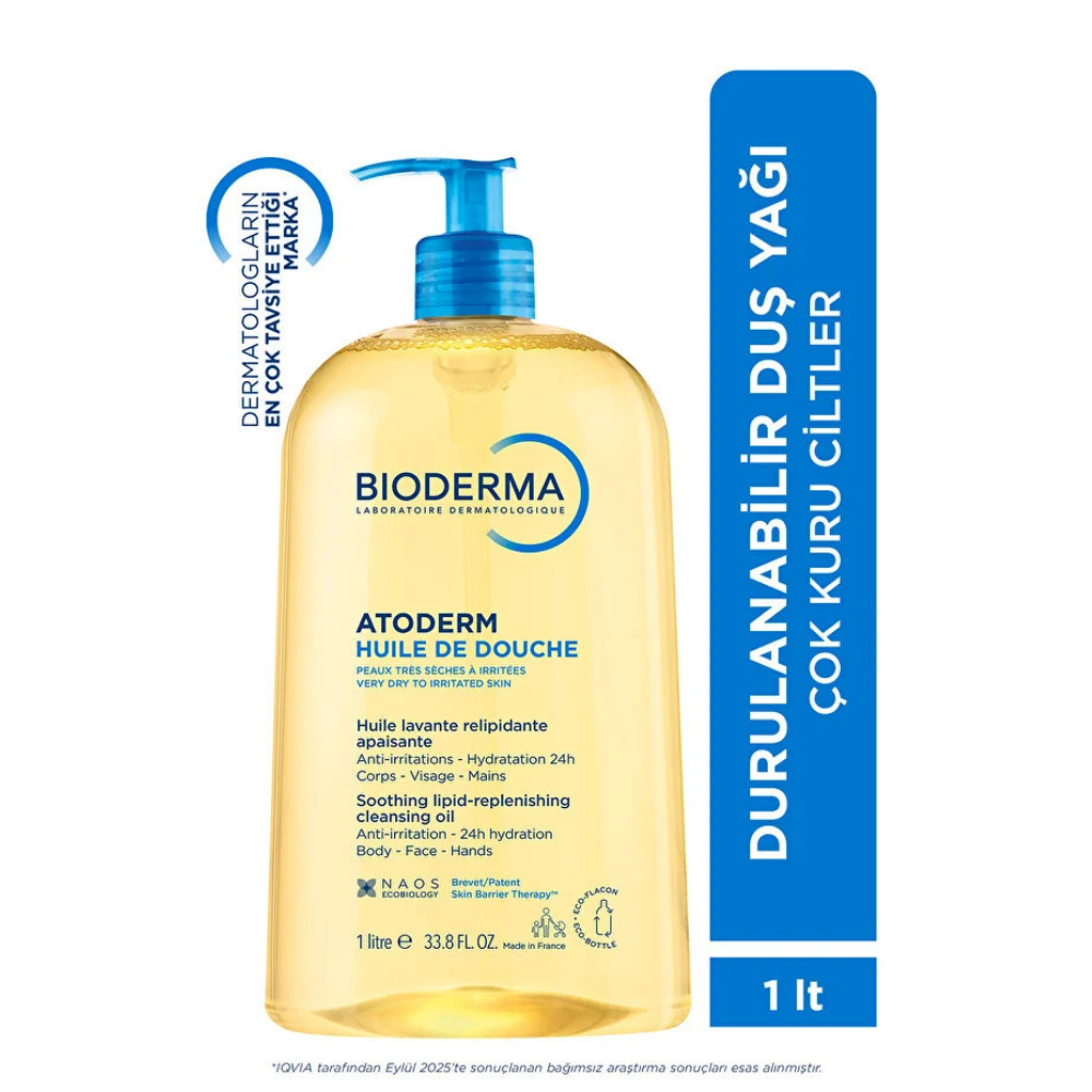 Bioderma Atoderm Shower Oil Kuru Cilt Bebek Çocuk Yetişkin Nemlendirici Temizleyici Duş Yağı Niasinamid 1 Lt